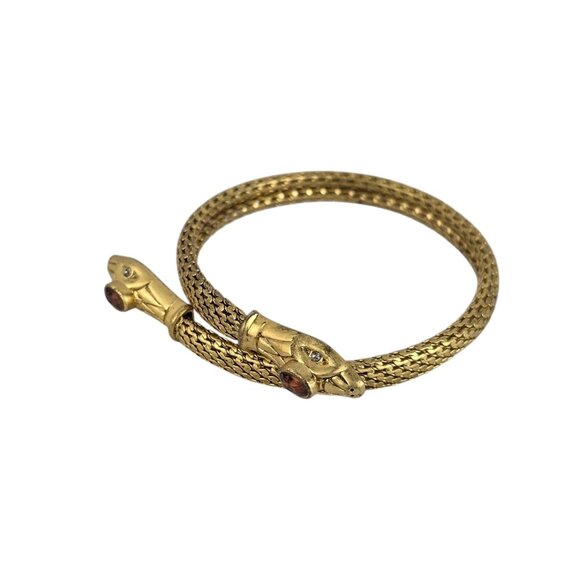 Sign Stella Dot Double Snake Head Serpant Bracelet Orange Topaz Gold-Tone - Picture 5 of 6